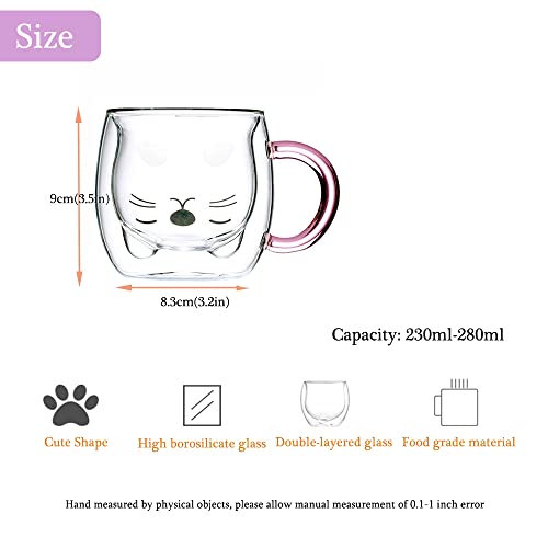 Purple Cat Mug Cute Mugs Glass Double Wall Insulated Glass Espresso Cup, Kawaii Cup, Coffee Cup, Tea Cup, Milk Cup, Best Gift For Office And Personal Birthday Christmas (Purple Cat) #TOP4