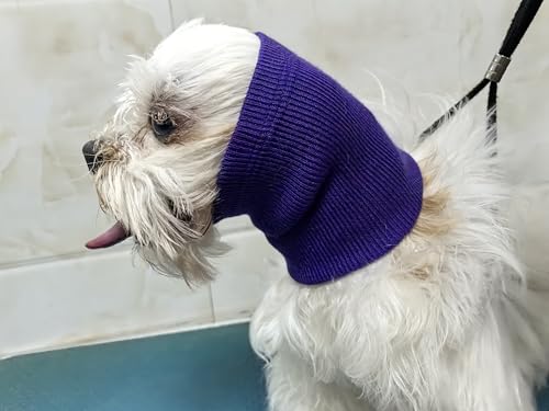 Image of Quiet Ears for Dogs, (2 Pack) Soothing Ear Cover Reusable, Adjustable Anxiety Relief for Bathing, Grooming, Thunderstorms & Fireworks Grey+Purple L