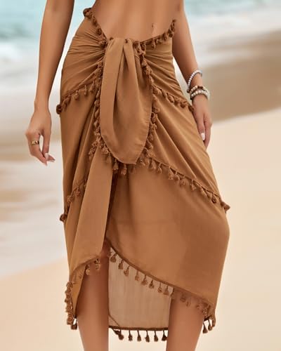 Image of Eicolorte Sarong Cover Up Womens Beach Cover Up Bikini Bathing Suit Swimsuit Swimwear Coverup Sarong Pareo Wraps for Women