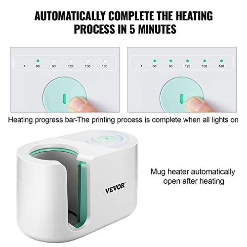 Vevor Mug Press Machine, Automatic Mug Heat Press For Sublimation 11-15Oz, Coffee Cup Transfer Printing, Diy Presents Gifts White #TOP4