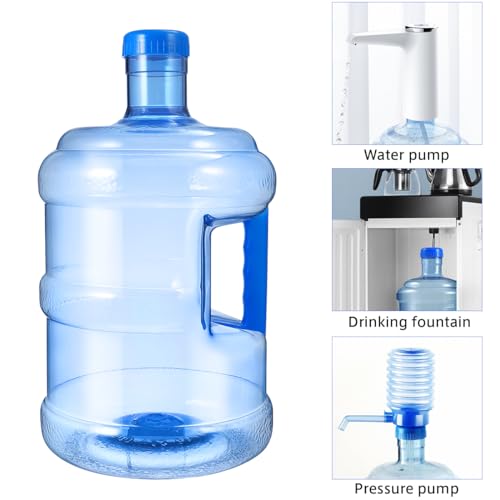 FAVOMOTO Reusable 5L Pure Water Bottle Jug with Handle,Leak Proof Round Plastic Water Bottle for Gym, Sports, Office, and Daily Cold Liquids Drinking,Blue