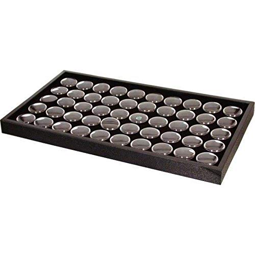 FindingKing 50 Black Gem & Coin Jars Stackable Display Travel Tray