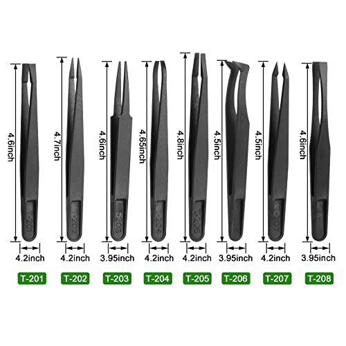 8 Stück Pinzette Kunststoff, Antistatische Plastik Pinzette Set, Vielseitige und praktische Pinzette Basteln - für Elektronik, Schmuckherstellung, Modellbau