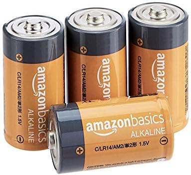 Amazon Basics 4-Pack C Cell Alkaline All-Purpose Batteries, 1.5 Volt, 5-Year Shelf Life