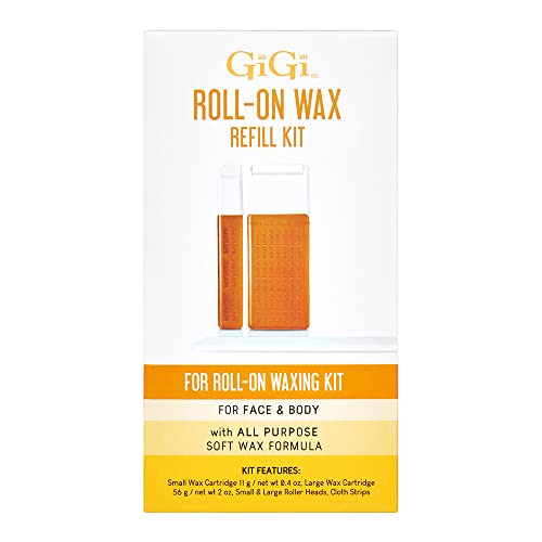 GiGi Roll On Wax Kit Refills – All-Purpose Soft Wax Roller Kit for Face & Body Hair Removal, 0.8 oz, 3 Pack
