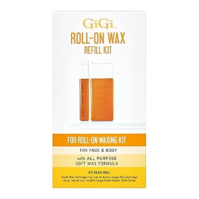 GiGi Roll On Wax Kit Refills All-Purpose Soft Wax Roller Kit for Face & Body Hair Removal, 0.8 oz, 3 Pack