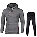 Męski sweter z kapturem, dwuczęściowy zestaw, dres sportowy, gofrownica, spodnie do joggingu, męski dres z długim rękawem, dres fitness, spodnie sportowe, dres rekreacyjny, ciemnoszary, XXL