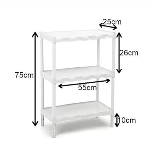 Estante Plástica Multiuso, 3 Prateleiras, Branca, Desmontável