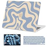 AKIT Compatible with MacBook Air 13 inch Case 2026 2025 2024-2022 M4 M3 M2 A3240 A3113 A2681, Unique Pattern Hard Shell Laptop Case+Screen Protector+Keyboard Cover for Mac Air 13.6 inch, Blue Wave