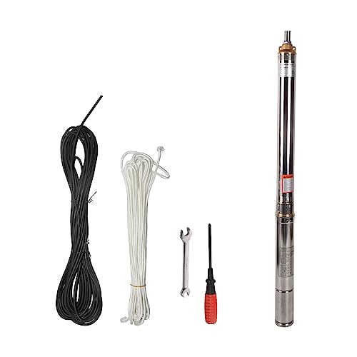 HOMIZEN 3 Zoll Tiefbrunnenpumpe 750W Brunnenpumpe 6000L/h sandresistent bis 5% Max. Förderhöhe 66m Süßwasserversorgung Bewässern Entwässerung