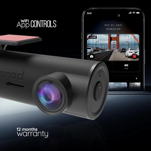 Image of PRONOD PRO Z-2K Dash Cam for Car Front Only | 360 Rotatable Dashcam for Car with Mic | Night Vision, WiFi App Control, G-Sensor | 24H Parking Mode, Supports 128GB | Free Hardwire Kit
