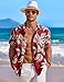 COOFANDY Mens Hawaiian Shirt Short Sleeve Button Down Shirt Summer Beach Shirt, Red - Tropical Leaf, X-Large