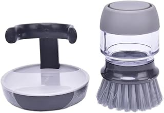 Multi Purpose Palm Scrubbing Dish Brush with Stand for Quick Drying Comes in Grey to Match Any Kitchen Design Comes with a Built in Soap Dispenser Great for Camping Travel and Much Much More