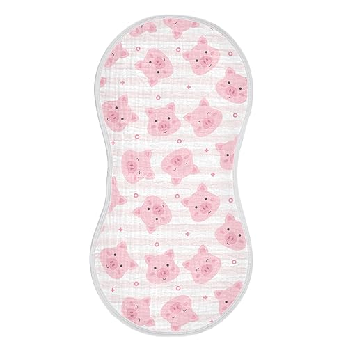 Image of Muslin Baby Burp Cloths, Pink Pigs Stripes Muslin Washcloths Baby Rags Comfy Soft Absorbent in for Newborn Boys and Girls 1 Piece 22 x 11 Inch