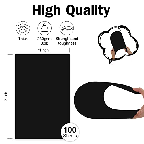 100 Sheets Black Cardstock 11X17 Thick Paper, Goefun 80Lb Heavyweight Legal Printer Paper For Arts And Crafts, Ledger, Tabloid, Posters #TOP1