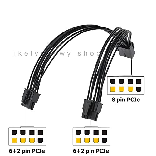 Image of lkelyonewy 2Pcs Pcie Gpu Power Extension Cable Splitter Adapter Sleeved 8 Pin to 6 pin Dual Standard Female Male Braided Cables(lkelynewy)