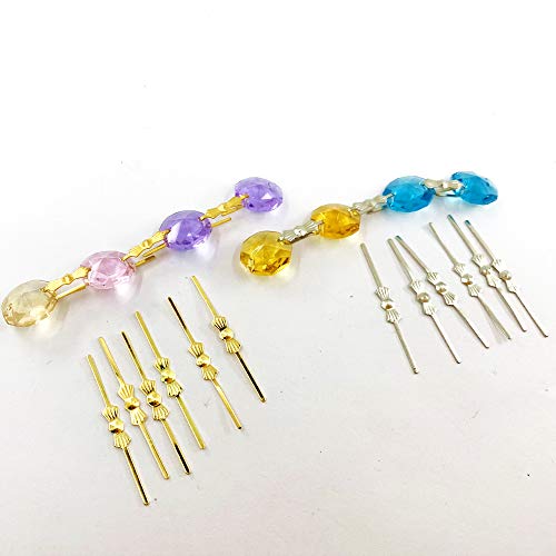 100pcs-Pack 40mm Chandelier lamp part connectors chlips bowtie pins for Fastening Crystals bead Parts Chandelier Replacements Lighting Accessories (Silver) - Thumbnail 6