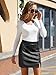 We1Fit Womens Fuax Leather Skirt High Waisted Bodycon Slit Pencil Mini Skirts with Shorts Black