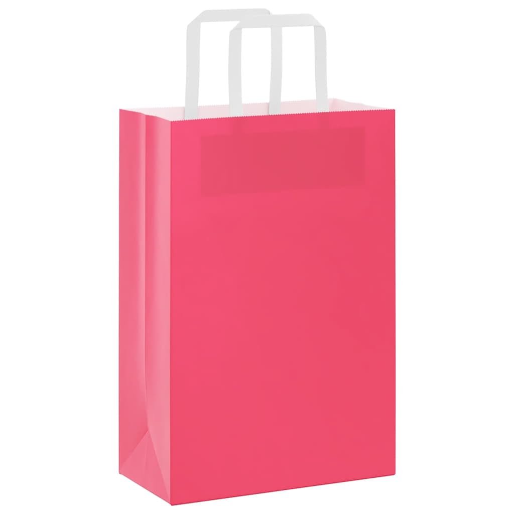 Bolsas de papel 250 piezas con asas rosa 21 x 11 x 31 cm