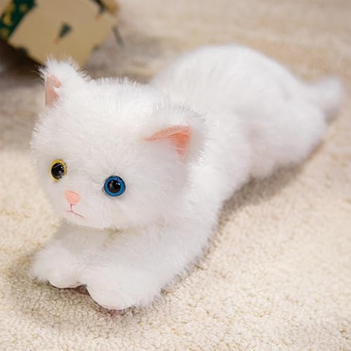 Image of PEACH CAT Cat Stuffed Animal 12 inch Realistic Kitten Plushies Soft Plush Toys Gifts for Kids White