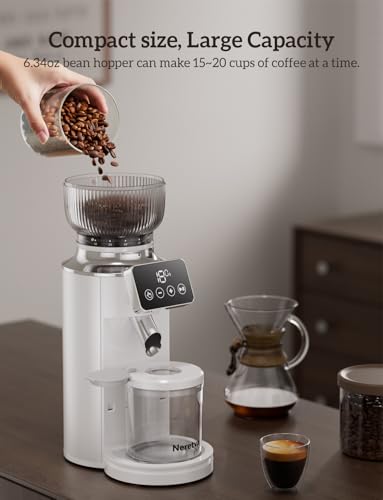 Image of Neretva 2 in 1 Espresso Grinder with Portafilter Holder, White | Stainless Steel Espresso Burr Grinder with 30 Grind Settings Anti-Static Coffee Grinder for Espresso /French Press /Drip /Siphon