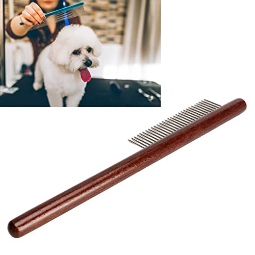 Escova para Gato, Cabo de Madeira, Pino de Aço Inoxidável, Dente Durável, Depilação, Pente de Madeir