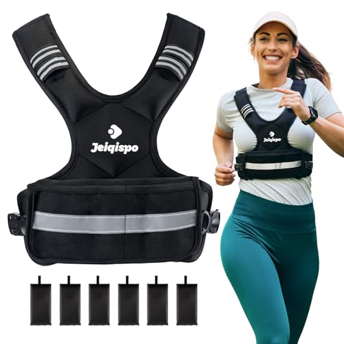 JEIQISPO Chaleco con peso ajustable para hombres y mujeres, chaleco de 4-10 libras/11-20 libras/20-32 libras con 6 pesas de hierro y peso, juego de ejercicio ajustable para entrenamiento de fuerza