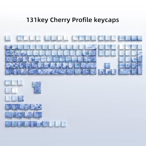 Image of dagaladoo Blue Keyboard keycaps,Double Shot PBT keycaps | Shine Through Keycaps dye-sub,Side Print,Cherry Profile keycaps for Mechanical Keyboard 60% /65% /75% /TKL /96% /100%
