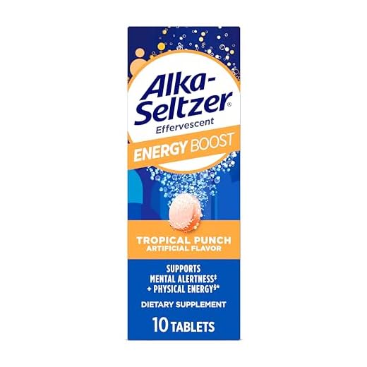 Alka-Seltzer Energy Boost: Caffeine & Guarana, B Vitamins, Supports Mental Alertness and Physical Energy, Daily Energy Supplement, Fizzy Tablets, Sugar-Free, Light Tropical Punch Flavor, 10ct