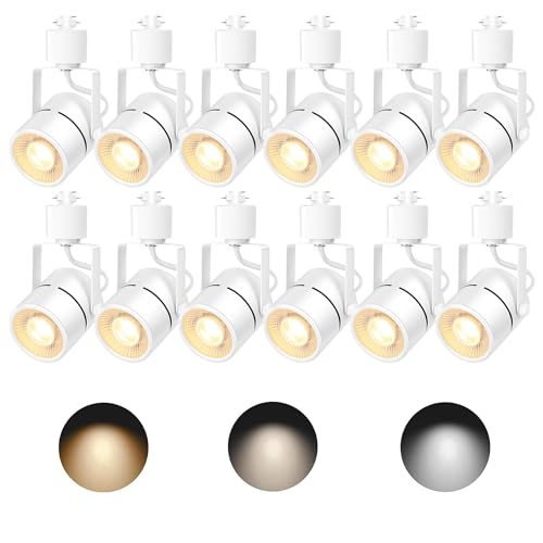 Image of GU10 LED 3CCT White Track Lighting Heads(No Track Rail) 3000K /4000K /6000K Adjustable with Dedicated Dimmer, 12PCS Ceiling Spotlight Fixture with Replaceable 10W Bulbs