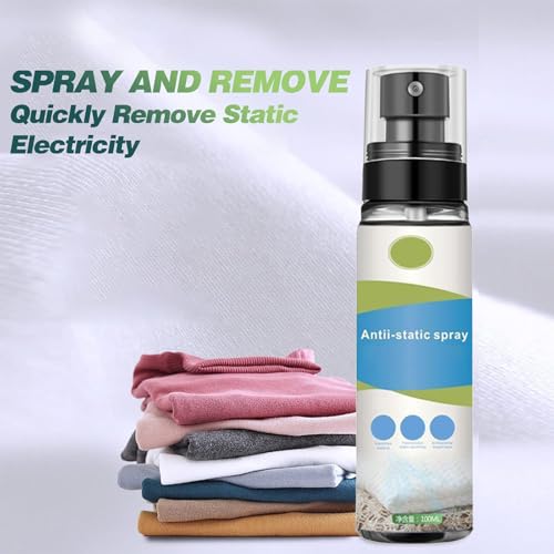 Antistatik Spray,Spray Antistatisch,100 ml Anti Static Spray,Antistatikspray,Statikspray für Kleidung,für Kleidung,Textilien,Möbel und Auto,Reduziert Statische Aufladung