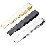 Größe: ca.42*5mm Zysta 3x Herren Dünn Skinny Krawattenklammer Business Hochzeit Krawattennadel aus Edelstahl, silber/gold/schwarz (Silber+Gold+Schwarz) mit Geschenkbox