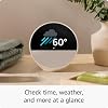 Amazon Echo Spot (newest model) in Glacier White bundle with Amazon Smart Plug, Designed for Alexa+
