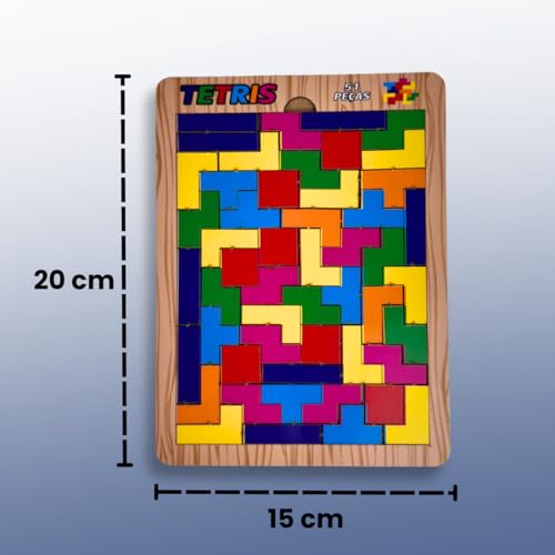 Quebra-Cabeça Tetris em MDF Adesivado Blocos Educativos para Crianças 51 PÇs