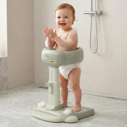 Image of R for Rabbit Fun Time Aqua Hug Bath Stand for Kids 9-36 Months | Baby Bath Stand with Adjustable Height, Anti-Skid Base & Shower Rack | Multipurpose Use for Bathing, Dressing & More (Grecian Green)