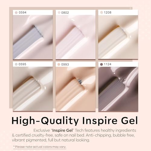 Image of DUDUSTRONG Bolt Bee Gel Glossy Finish Nail Polish Kit Neutral Gel Nail Polish Set 6 Colors, Nude Skin Tones Beige Taupe For All Seasons, Women Girls (A1-Barely There(02+126+116+123+135+122)), 90 Ml