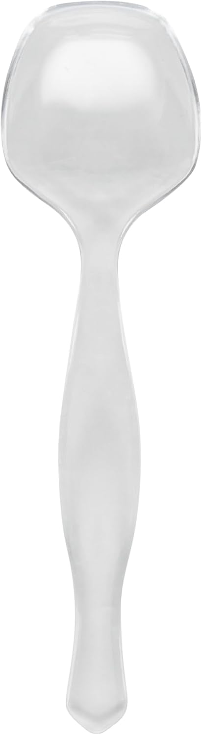 Restaurantware-Cater Tek 8 Inch Serving Spoons, 100 Disposable Spoons For Catering - Ergonomic Handle, Heavy-Duty, Clear Plastic Food Spoon, Elegant, For Weddings, Buffets, Or Catering Events