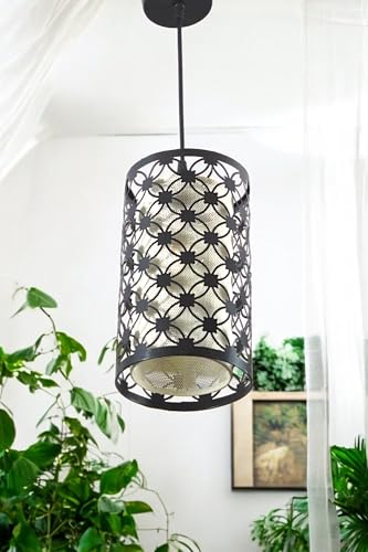 Image of Prop It Up Decorative Pendant Light with Mesh Shade, Black and Gold, 18 cm Diameter