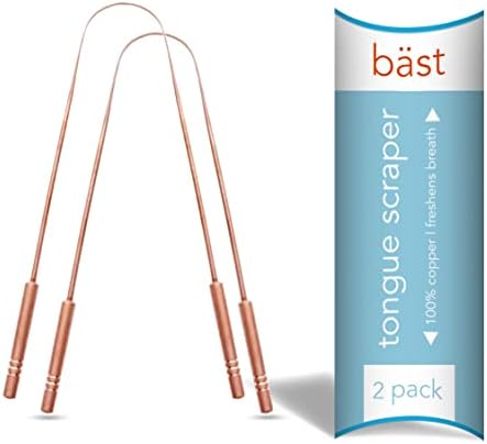 Bäst Tongue Scraper • 100% Copper (2 Pack) Premium Tongue Cleaner • Improve Oral Health • Ayurvedic Cleaning Tool