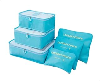 مجموعة من 6 منظمات لتنظيم شنط السفر او الاستخدام كشنط غسيل (6 قطع، ازرق)