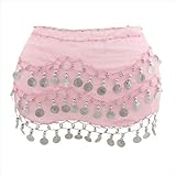Länge: ca. 120 cm x 35 cm Century Martial Arts Belly Dance Bauchtanztuch Hüfttuch Tanztuch (rosa-Silber)
