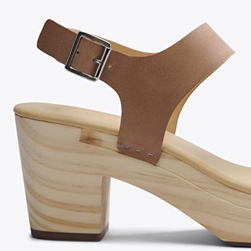 Nisolo Open Toe Clogs For Women - Elegant Chunky Heels For Women, Lightweight Wooden-Wrapped Sole Clogs For Women, Adjustable Ankle Strap Clog Platform Sandals Almond #TOP7