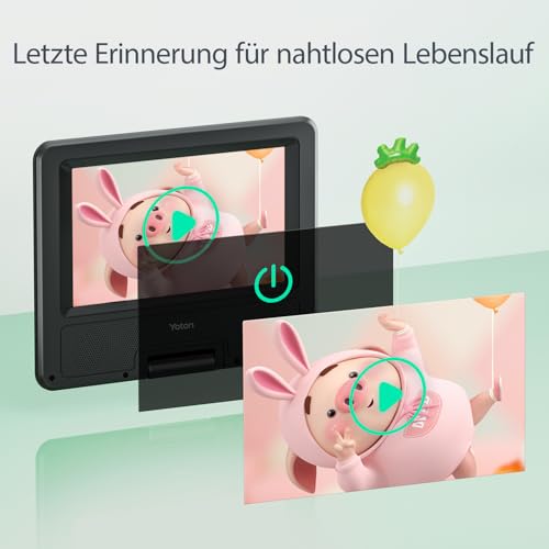 9,5\ Tragbarer DVD-Player für Kinder im Auto mit 7,5\ HD-Schwenkbildschirm, Stereo-Lautsprechern, 6 Stunden Akkulaufzeit, Sync-TV/USB/SD-Karte-Unterstützung [Kein Blu-ray Support]