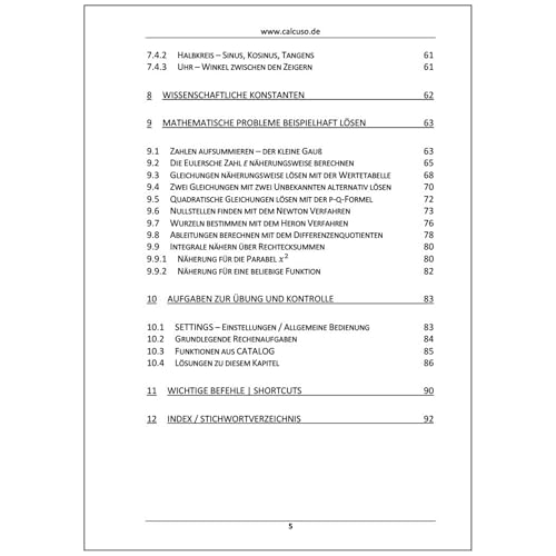 CALCUSO Fachbuch für den Casio fx-82DE CW ClassWiz - 96 Seiten in DIN A5 - Schnelleinstieg mit Anwendungsbeispielen und Aufgaben