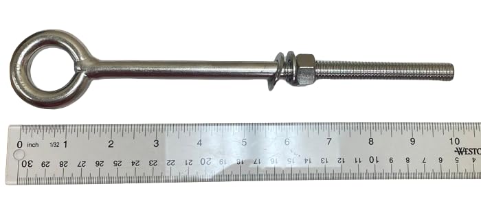 US STAINLESS Stainless Steel 316 Eye Bolt 1/2" x 10" UNC Short Thread Marine Grade