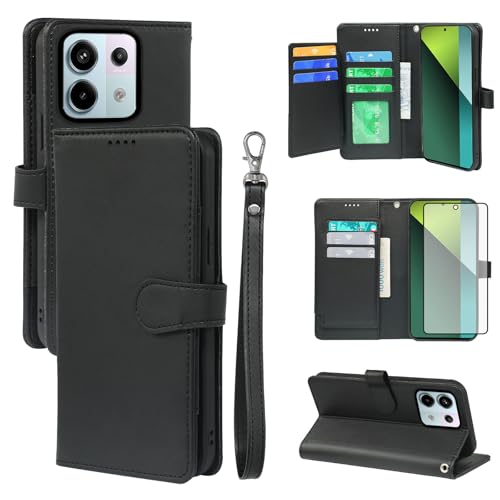 Housse Portefeuille Robuste Asuwish en Cuir avec Protection Écran Poco X6