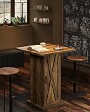 Tribesigns Bartisch mit Stauschrank, 100 cm hoch, quadratischer Stehtisch aus Holz, Bistrotisch im Landhausstil mit 3-stufigem Schrank f&uuml;r Kneipe, Bistro, Bar, Caf&eacute;, Esszimmer, rustikales Braun
