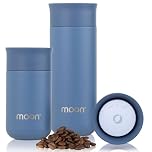 Moon 360° Insulated Travel Mugs, Leak Proof Reusable Coffee Cups - Pro Version for Performance & Easy Clean - Leakproof Flask for Hot & Cold Drinks - Fits Car Cup Holders, UK Company (500ml, Blue)
