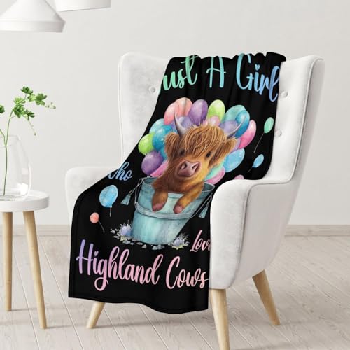Highland Cow Blanket Gifts - 50x60 Inches Cute Throw Blanket for Girls - Colorful Soft Fuzzy Blankets for Bed, Couch & Living Room