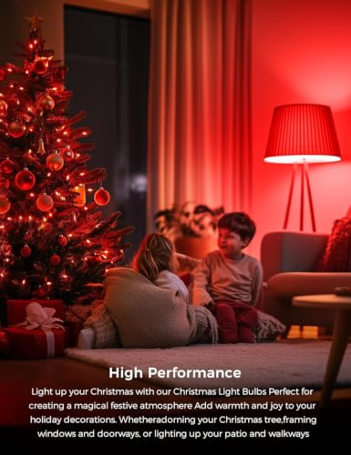 Image of L LOHAS LED Red and Green Light Bulbs Outdoor, Christmas Light Bulbs 2 Pack